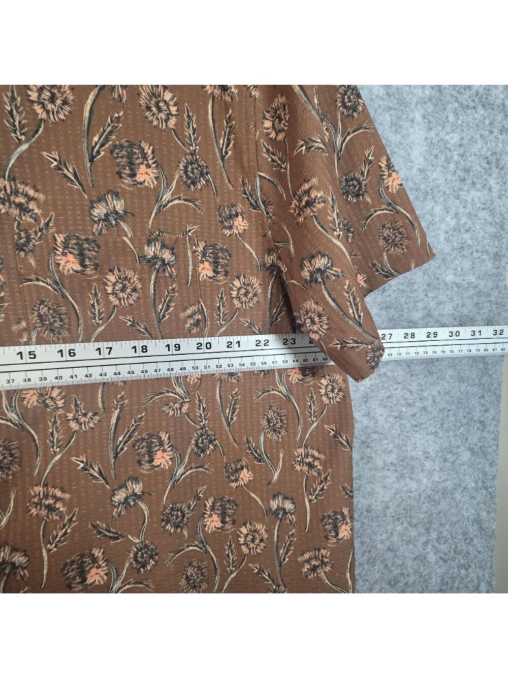 Rowm NWT Men's Brown Floral Cotton Short Button Up Shirt Men’s 2X - Picture 4 of 10